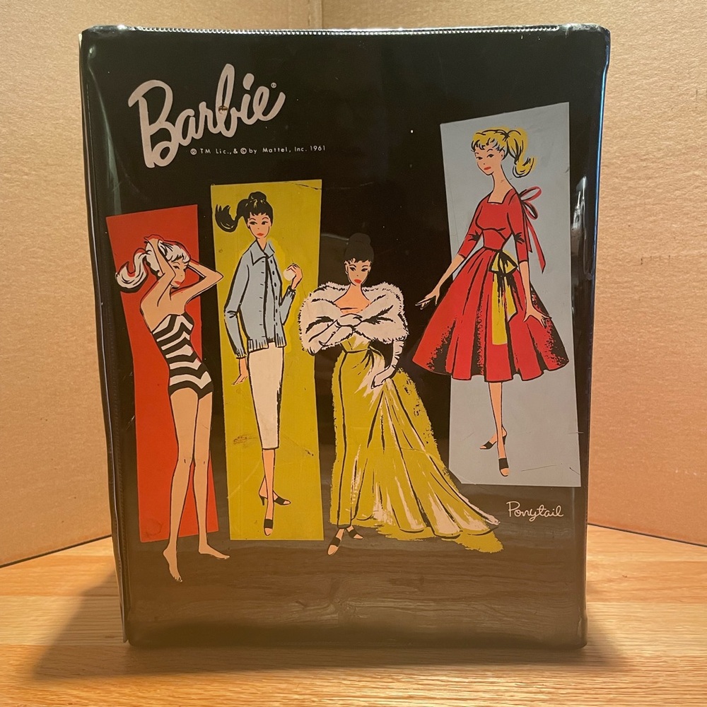 Vintage 1961 Barbie Doll Black Vinyl Double Carrying Case | Ponytail